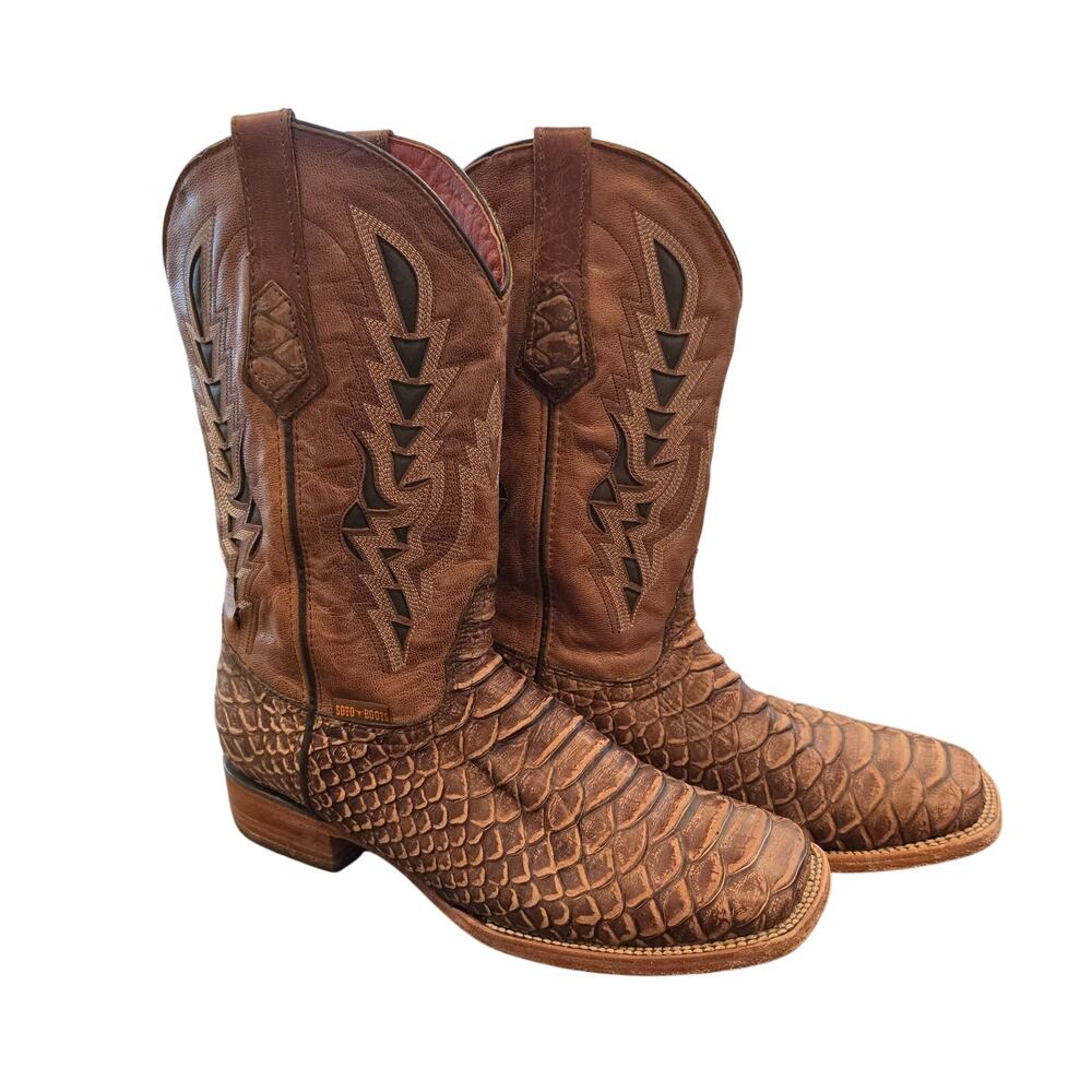 Soto Boots Mens Python Print Cowboy Boots Men's Size 12 Leather Western Cowboy